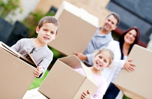 Packed moving boxes and furniture for a Barnet house removal