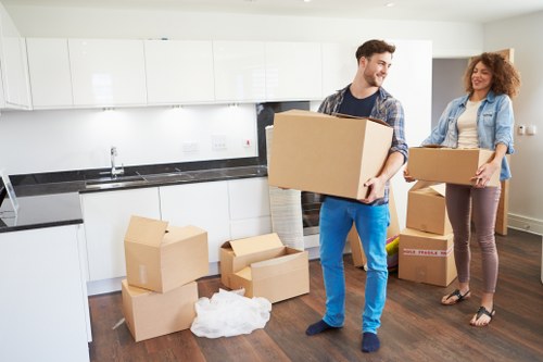 Removal team handling boxes during a Barnet Removals service