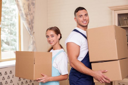 Packed furniture and boxes loaded into a removal van