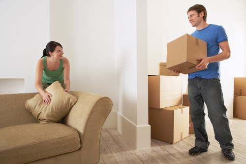 Packed moving boxes and furniture for a Barnet removal service
